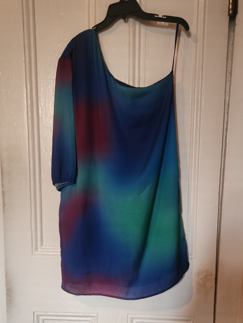 One-Shoulder Ombre Dress Top in Blue, Teal & Plum